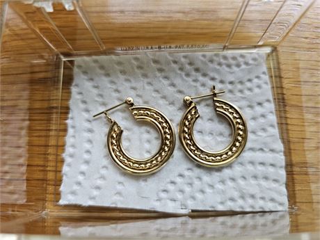 14K Gold Circle-Rope Earrings