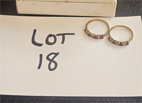 10K Ruby & Diamond Double Band Ring Size 7 1.5 DWT