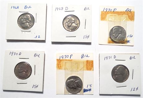1968D, 1970P, 1970D, 1971D, Nickels
