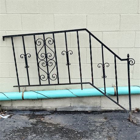 Old Wrought Iron Transitional Stair Railing Handrail