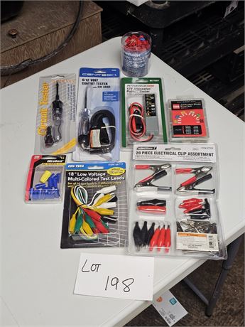 Electrical Mixed Lot- Voltage Testers, Splices, Clip Assortment &