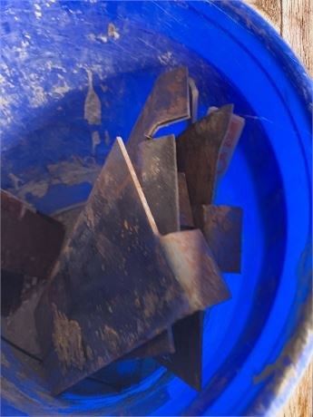 Scraper Blades Tool Lot In Blue Plastic Bucket With Handle