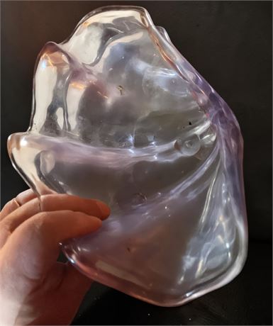 Freeform Art Glass Clear/Purple Centerpiece Bowls