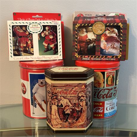 Coca-Cola Playing Cards and Collectible Tins Lot