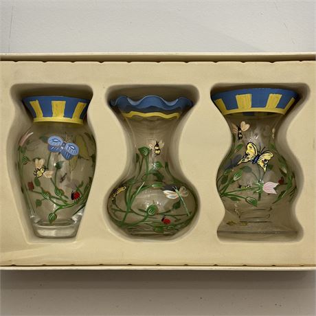 Lenox Butterfly Meadow Hand-Painted Vases, Set of 3