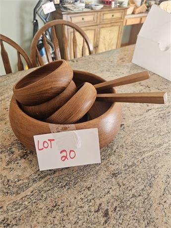 MCM Teak Wood Salad Set