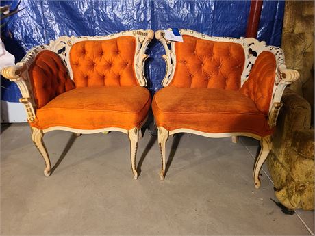 (2) Wonderful Matching French Country Late Mid-Century Sitting Room Chairs