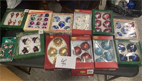 Vintage Glass Christmas Ornament Lot - 12 Boxes of Ornaments Total