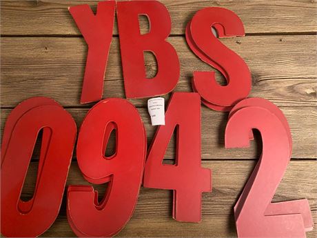 Large Red Cardboard Cut Out Letters & Numbers In Orange Milk Crate