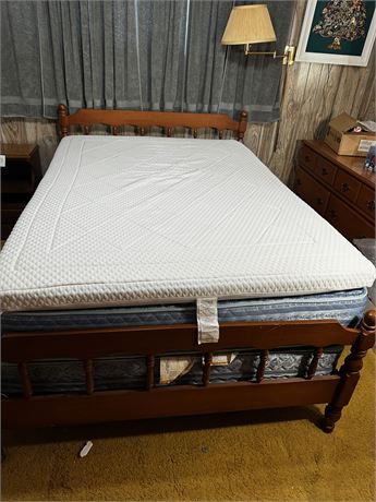 Full Size Bed frame Sealy Mattress, Boxspring, and Mattress topper