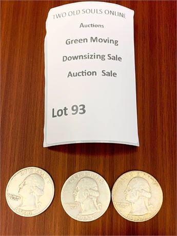 1959 Silver Quarter Coins (2) 1960 Silver Quarter Coin (1)  (90% Silver)
