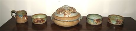 Pottery Tortilla Steamer, Bowls, Pitcher