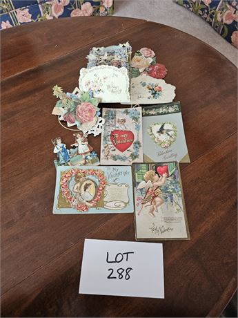 Antique Mixed Postcards, Valentines, Birthday Cards, and 1984 Repro Pop-Up