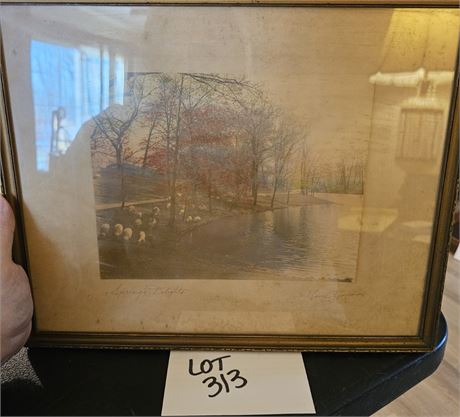 Signed Davidson "Spring Delights" Art Print Early 1900's Framed