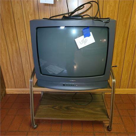 Curtis Mathes 25" Color TV & Vintage TV Cart on Castors