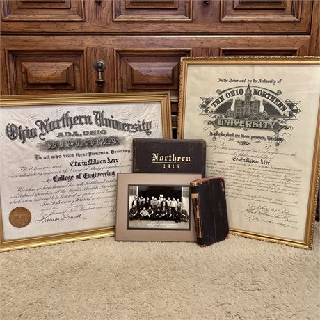 1916/1917 Ohio Northern Uni. E. Kerr Diploma, Yearbook and More