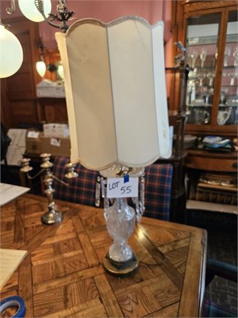 Vintage Crystal Lamp on Metal Base