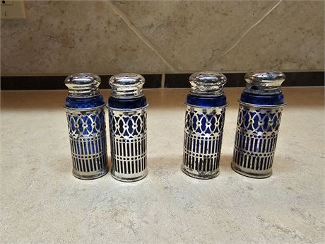 (2) MCM Rogers Cobalt Blue Silverplated S&P Sets