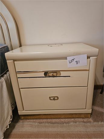 Blonde Wood Gold Trim Night Stand