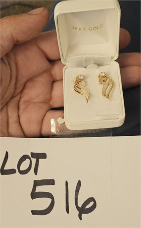 14K Pierced CZ Earrings