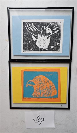 Signed Izzy Hall 2/5 Bald Eagle Black & White Print & Color Print 9/10