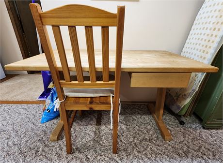 Small Wood Desk, Chair