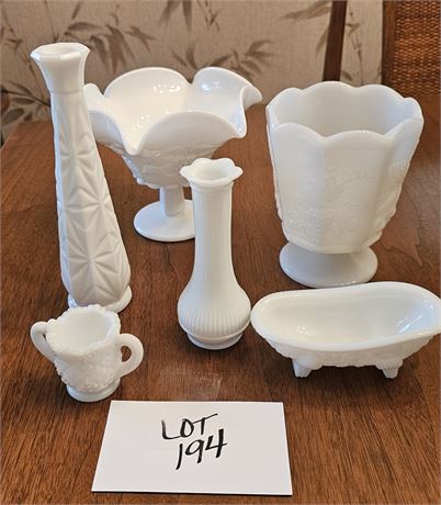 Mixed Milk Glass Westmoreland & Brody- Compotes, Vases, & More