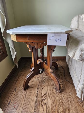 Antique Eastlake Marble Top End Table