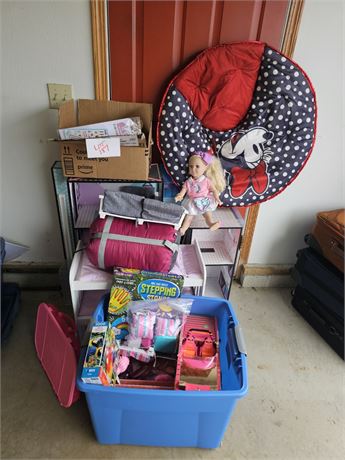 Young Girls Mixed Toy Lot- LOL Doll House & Furniture, Doll Bed, Minnie Chair &