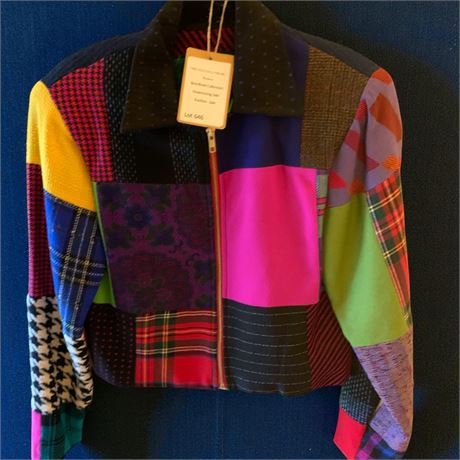 Cardamone Patchwork Quilt Crop Zip Up Jacket Size Small