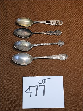 Sterling Mixed Collector Spoons - Pikes Peak / Mt. Rainier / Detroit & More