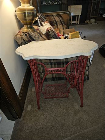 Antique Singer Base with Marble Table Top