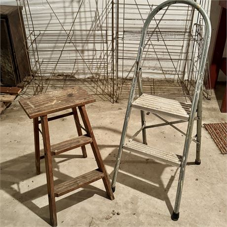 Wood and Aluminum Step Stools