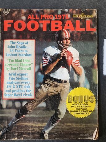 1971 Maco Sports Series All Pro Football Magazine W/49ers QB John Brodie