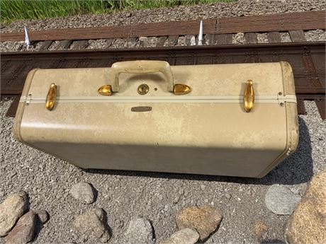 Samsonite Shwayder Brothers Marble Cream Hardshell Suitcase W/ Handle & Latches