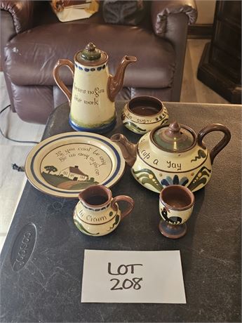 Vintage Longpark Toquay Pottery Mottoware Rooster Coffee Pot & More