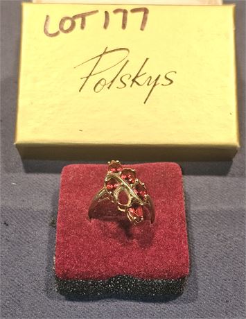 10k Natural Garnet Cocktail Ring Missing Stone Sz 10 2.6 dwt