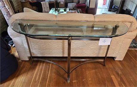 Metal & Beveled Glass Top Couch Table