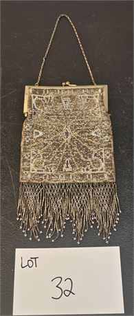 Antique French Beaded Fringe Purse
