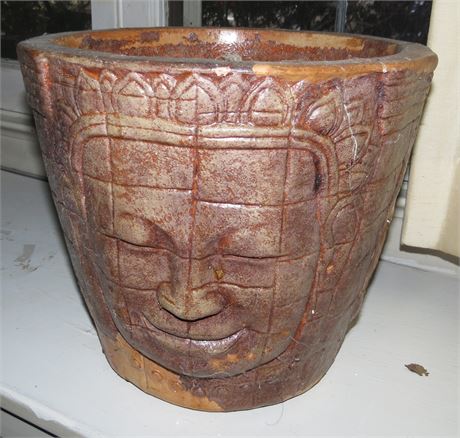 Vintage Tribal Clay Pottery Planter