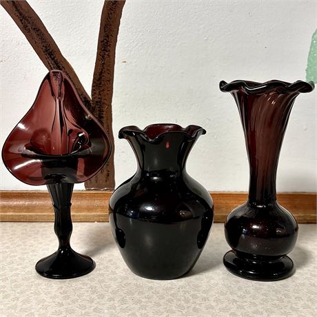 Vintage Amethyst Art Glass Vases