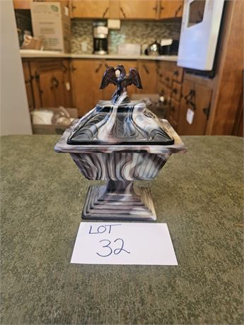 Imperial Purple Slag Carmel Pedestal Candy Dish