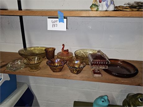 Mixed Glass Lot: Indiana Glass / Ruby Flash & More