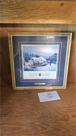 Thomas Kinkade "Silent Night" Print With Certificate 14"x14" In Frame