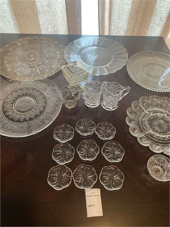 Decorative Clear Cut Glass Lot - Trays, Candy Dishes & More