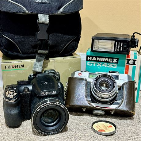 Camera Bundle - Fujifilm Finepix S3300, Petri 35mm, Hanimex Flash