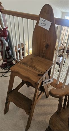 Wooden Convertible Step Stool, Chair, Ironing Board Combo