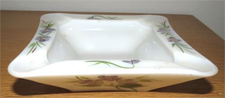 Hand Painted Milk Glass Ashtray