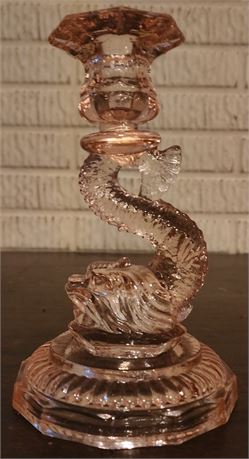 Pink Tiffin Glass Koi Candle Holder