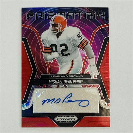 Michael Dean Perry 2025 Panini Prizm Black NFL - RED Prizmatrix Auto #'d 83/99